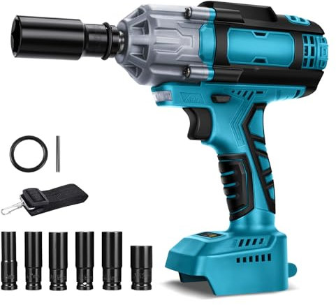 Avvitatore a Impulsi a batteria, Avvitatori a Massa Battente brushless da 1/2 compatibile con Makita 18V batteria, Avvitatore Batteria 750NM 2700RPM con 5 Bussola (solo utensili)