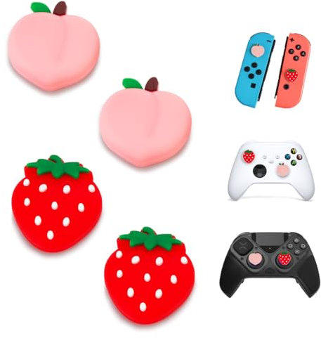 KSJEHW Joystick Kappen Kompatibel mit Switch & Switch Lite & Switch, Süße Daumengriffkappen aus Silikon,Weiche Silikon Thumb Grip Niedlich 3D Analog Stick Abdeckung(4Pcs)