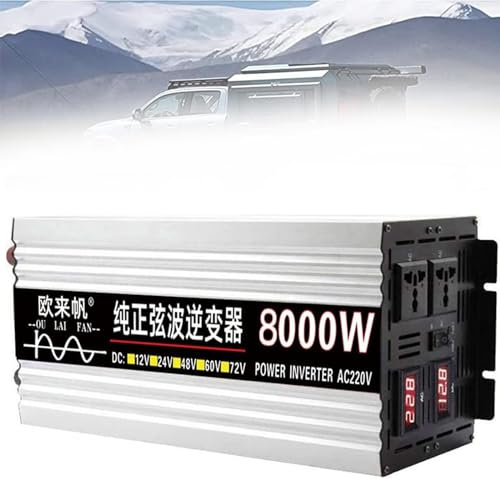 Convertisseur de Tension 3000W 4000W 5000W 6000W 8000W 12V 24V 48V 60V 220V 230V Onde sinusoïdale Pure Transformateur de Courant Onduleur pour RV Voiture de Camion,8000W-60Vto110V
