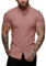 URRU Men's Muscle Dress Shirts Slim Fit Stretch Short Sleeve Casual Button Down Shirts for Men, Ruddy Pink, Medium