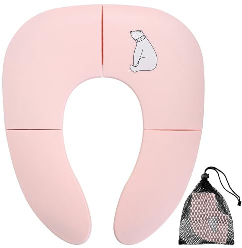 Foldable Baby Kids Potty Toilet Training Seat, Travel Portable Folding Toddler Toilet Seat, Non-Slip, with Carry Bag