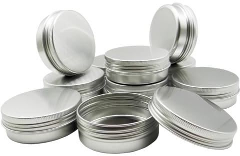 Wopanxye 10pcs 60ml Round Lip Balm Tin Cans, 60 Gram Aluminum Tins Cosmetic Sample Containers with Screw Lid, 60g Metal Empty Tins Storage Travel Jars for Salves, Lip Balms, Face Cream, Candle, Tea