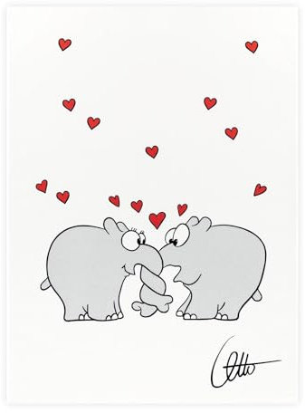Kracht Geschirrtuch Ottifant 3er-Pack Halbleinen schwarz-weiß-rot Größe 50x70 cm