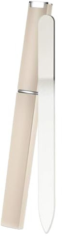 Glass Nail File in Case, 1pcs White Crystal Nail Files for Natural Nails, Professional Stainless Steel Nail Files Double Sided for Women, Children, Nails, Foot and Hand