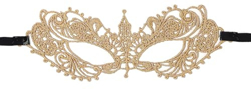 OIDEA Damen Venezianische Spitze Maske: Gold Schwarz Sexy Augenmaske Lace Halbmaske Spitzenmaske Leicht angenehm für Maskerade Karneval Ostern Maskenball Faschingsparty Kostüm Cosplay