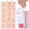 Teenitor False Nails Tips Press on Nails Long Square, 15 Sizes 240 Pcs Stick on Nails French Nails with Nail Glue, French Tip Fake Nails Glue on Nails for Women