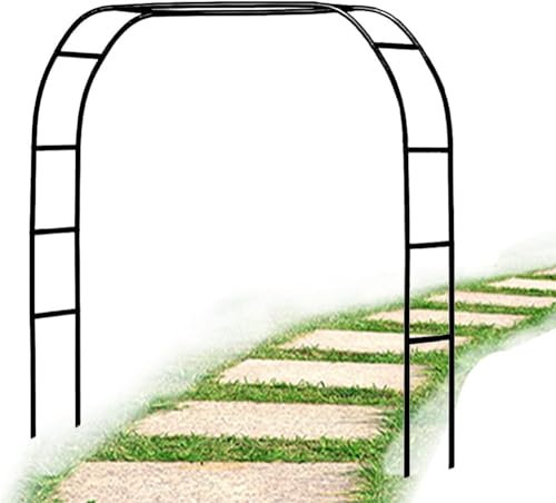 Arche de jardin en métal de 2,4 m solide et résistante aux intempéries avec cadre en acier pour plantes grimpantes, roses et fruits, soutien intérieur/extérieur (vert, 1,4 m x 2,3 m)