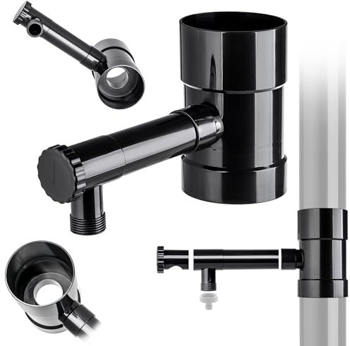 KADAX Raccolta di pioggia da 100 mm, raccogli acqua piovana per tubo di scarico, ladro con valvola integrata, raccoglitore d'acqua in plastica di alta qualità, ladro d'acqua (nero)
