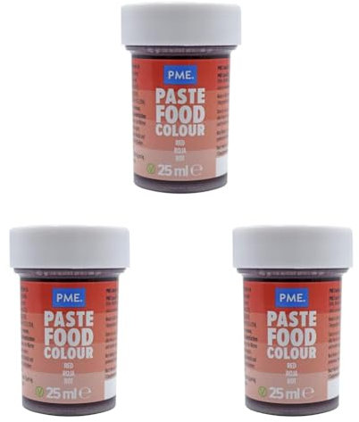 PME Colorante en Pasta Rojo Baya 25 g (Paquete de 3)