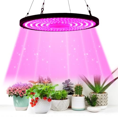 Rosnek 100W Vollspektrum Pflanzenleuchten, Grow Lampe für Zimmerpflanzen mit 216 LEDs, Runden Anzucht Wachstumslicht für Gewächshaus Gemüse Blumen