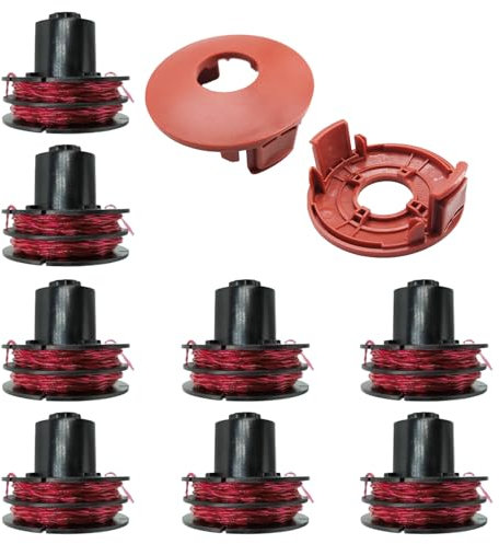 RUIITEN 112966 Ersatzspulen und RS0010-Kappen für AL-KO GTE 350/450/550 (8 Spulen + 2 Kappen)