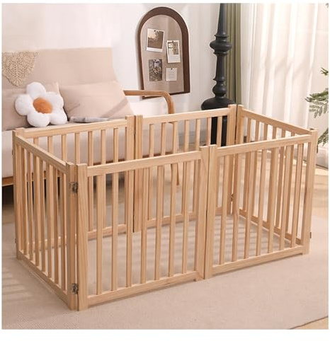 HBOOMOEM Pet Playpen，Pet Fence，Portable Dogpuppy Play Pen With Door，Foldable Puppy Dog Pen，Made Of Solid Wood, Free Combination, Stable Structure And Wide Range Of Uses.(60*60*365cm/23.6*23.6*143.7in)