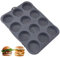 Jjqieosjeog Molde Redondo para Hornear Hamburguesas con 12 Compartimentos de 8 cm de Diámetro Cada Uno, Molde de Silicona para Hornear Hamburguesas, Molde para Hornear Pan (Negro)