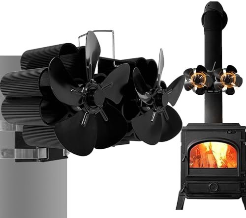 Zuasdvnk Heizlüfter für Holzofen, Pelletofen Ventilator Wandmontage Holzofen Gebläse, Thermo Ventilator Holzofen Ventilator mit Überhitzungsschutz für Pelletöfen