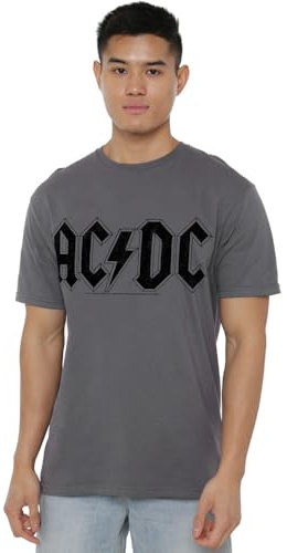 ACDC Worn Logo Unisex T Shirt, Charcoal, XX-Large