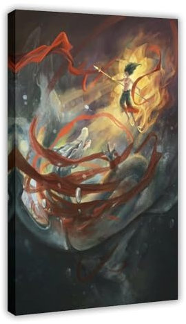 WGRWA Animationsfilm Ne Zha 2 Poster Ne Zha Poster Leinwand Poster Schlafzimmer Dekor Sport Landschaft Büro Zimmer Dekor Geschenk Rahmenstil 20 x 30 cm