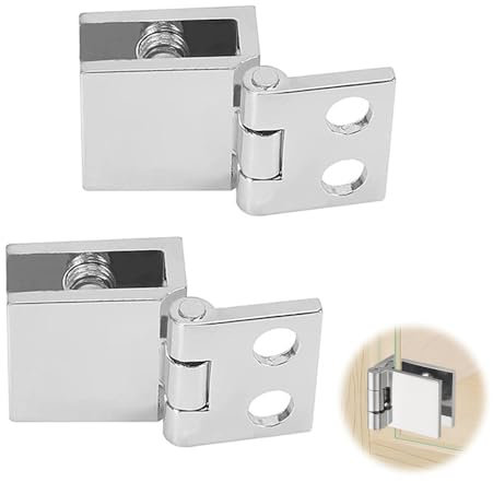 2 PCS Glass Door Hinges No Drilling Shower Screen Hinges 0 Degree Cupboard Showcase Cabinet Door Hinge Zinc Alloy Glass Single Clamp Hinge for 5-8mm Thick Glass Doors