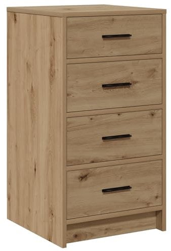vidaXL Modernes Artisan-Eichen Buffet & Sideboard | 4 Geräumige Schubladen | Stylisches Innenmöbel für Ess- und Wohnzimmer | Holzwerkstoff | Schwarze Stangengriffe | Praktischer Schrank Tisch | Modern