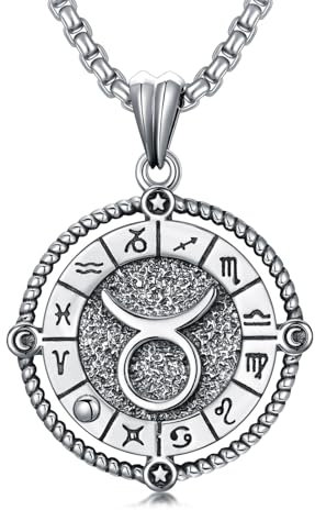 ROMANTICWORK Stier Sternzeichen Kette 925 Sterling Silber Konstellation Stier Sternzeichen Anhänger Halskette Stier Horoskop Schmuck Geschenke für Damen Herren