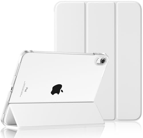 Maledan Case for iPad A16 11th/10th Generation (2025 11 Inch/2022 10.9 Inch), Slim Lightweight Translucent PC Back Stand Shockproof Protective Cover for iPad 10 11, Auto Sleep/Wake, White