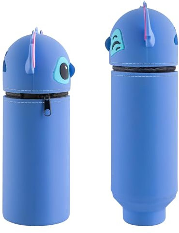 OSOFREE Stitc Federmäppchen aus Weichem Silikon, 2-in-1 Kawaii Cartoon Mäppchen, Stand Up Federmäppchen, Schlampermäppchen für Kinder Studenten Schule Büro (A)