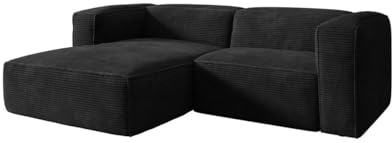 Luxusbetten24 Designer Sofa Comfy L Mini in Cord Schwarz Links