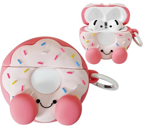 Compatible with Airpods 4 Case 2024, Compatible with AirPods 4th Generation Case Cute Cartoon, Kawaii Soft Silicone Protective Cover for Apple New Airpods 4 for Men Women (Smile Donut)