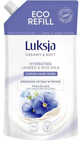 LUKSJA Cremeseife, Leinen, Nachfüllpackung 400ml, Hand Handseife, Hände Waschen, Handwaschseife