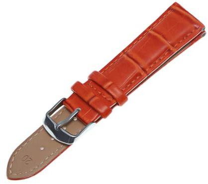 Breyhda Buntes Uhrenarmband aus Leder – 12–22 mm, stilvolles Ersatzband für Männer/Frauen,Orange,22mm