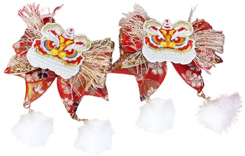 Haarspange mit Stickerei, Drache, Schleife, für Kinder, Frühlingsfest, Drachen-Haarspange, Flecht-Haarspangen, Kostüm-Haarschmuck, Haarschmuck für Damen und Mädchen
