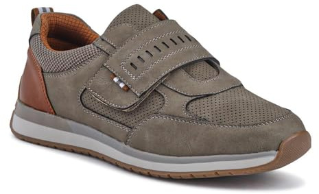 Wide Fit Touch Fasten Trainers - Khaki Size 10