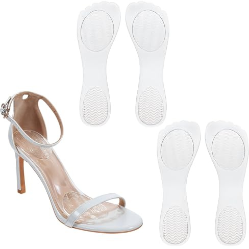 2 Pair Gel Shoe Insoles for Women, 3/4 Length Insoles for High Heels Cushion Pads, Adhesive Non-Skidding Arch Support Pad, Comfortable Adhesive Shoe Pads for Stiletto Sandals Flats Boots Pumps (Clear)