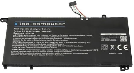 IPC-Computer Akku 3 Zellen kompatibel mit Lenovo ThinkBook 15 G3 ITL (21A5), ThinkBook 15 G4 ABA (21DL), ThinkBook 15 G4 IAP (21DJ) - L19D3PDA mit 35Wh