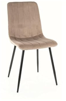 Innbee Samtstuhl Dunkelbeige mit schwarzem Metallgestell 51cm Sitzhöhe