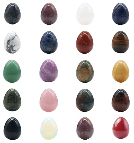 EMASDGEY Trommelstein-Set, bunte Kristalle, Eier, Naturstein, Ostereier, Edelsteine, Sorgensteine, Ornament, Sorgensteine, Ornament, 20 Stück