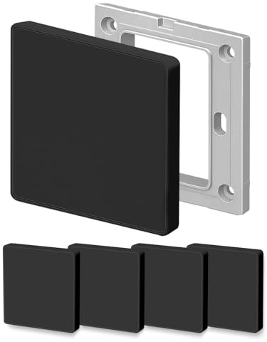 4 Pièces Plaques Murales Vierges, Couvercles de Trous Muraux Décoratifs, Plaques Murales Aveugles Encastrées 8,6 X 8,6 cm en Plastique Couvercles en Plastique pour Trous Muraux (Noir (4 PCS))