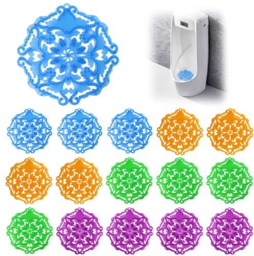 Grille Urinoir Parfumée 16PCS, Tamis Urinoir Anti-Odeurs Anti-Éclaboussures | Désodorisant Urinoir avec 4 Parfums Lavande Citron Pomme Verte Océan, Filtre Universel pour WC Publics, Hôtels et Bureaux