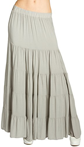 Caspar RO020 Langer eleganter Damen Maxi Sommer Rock Faltenrock