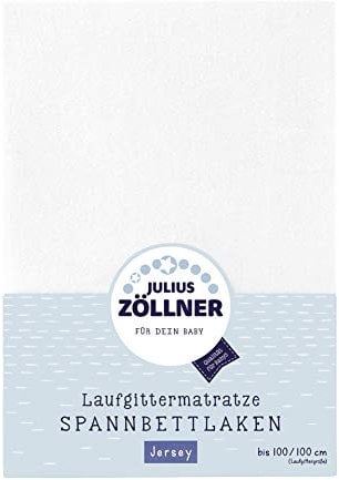 Julius Zöllner 8390347100 Jersey Spanntuch, passend für Laufgittermatratzen 68x90 bis 100x100 cm, Weiß