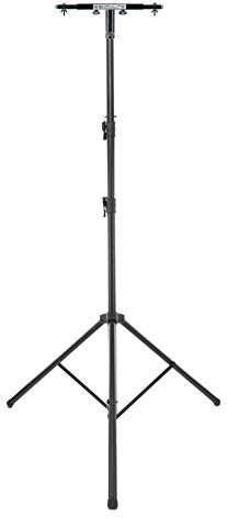 Showlite Lichtstativ Stage Set (sehr hohes Lichtstativ mit Teleskoprohr im Set inkl. passendem Boxenstativadapter für 2 Scheinwerfer) Schwarz