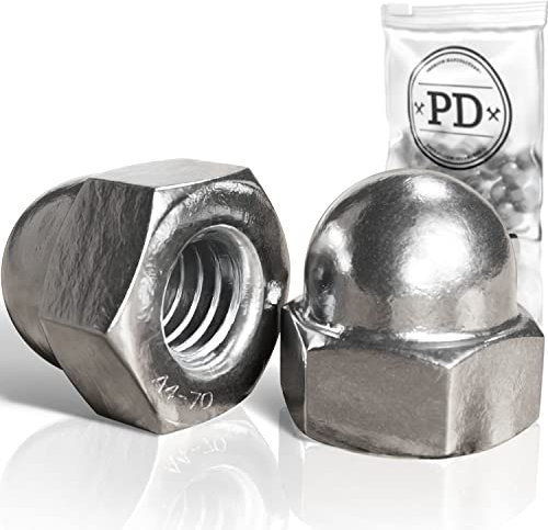 PD® Hutmuttern M8 Edelstahl (DIN 1587) | Hochwertige A4 V4A Edelstahl Kappenmuttern | Schutzkappen Muttern in hoher Form für Schrauben, Gewindestangen & Gewindebolzen | 50 Stück