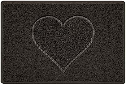 Nicoman Heart Shape Embossed Entrance Door Mat Non Slip Dirt Trapper PVC Spaghetti Mat with Rubber Base, Jet Washable Quick Drying Doormat Drainage Outdoor Use Only - (Small, Brown, 60 x 40cm)