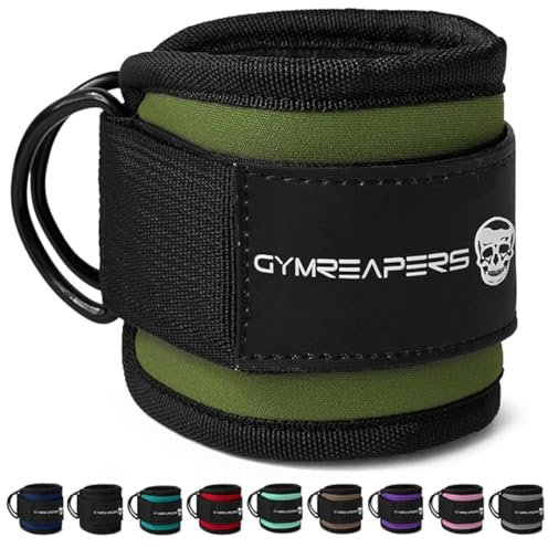 Ankle Straps (Pair) For Cable Machine Kickbacks, Glute Workouts, Lower Body Exercises - Adjustable Leg Straps with Neoprene Padding (Ranger Green, Pair)