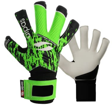 alpas Torwarthandschuhe (Fingersave) V4 Hellgrün Gr. 3 bis 12 *NEU* (optional mit Druck), Form: mit Bedruckung, Größe: 4