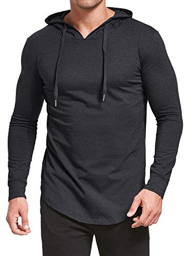 AIYINO Men's S-5X Long Sleeve Fashion Athletic Hoodies Workout Sweatshirt Hip Hop Pullover Hooded (XL Dark Grey)