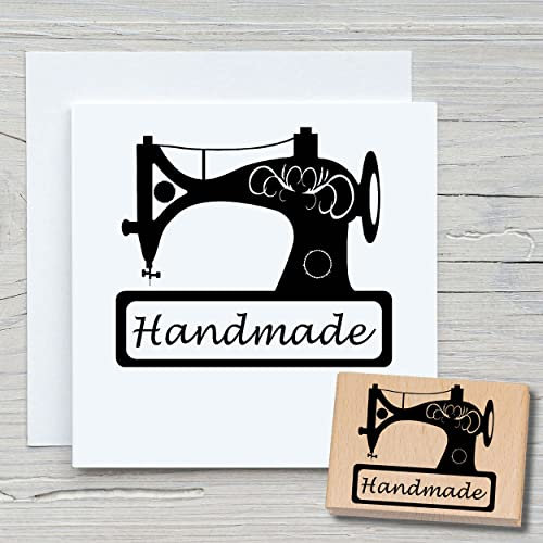 NEWSTAMPS Stempel Nähmaschine Motivstempel aus Holz & Gummi zum Karten und Geschenke basteln, Holzstempel für Scrapbook, Textilstempel, Deko
