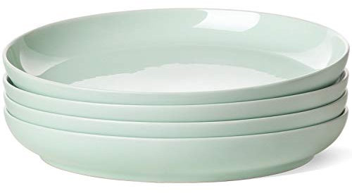 LE TAUCI Dinner Plate 9 inch,Ceramic Salad plate sets for Pasta, Risotto, Fluffiest, Pancakes, Dishwasher Microwave Oven Safe, set of 4, Sky blue