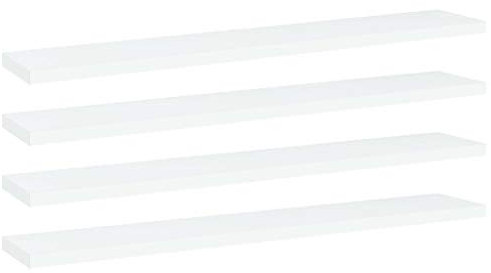 vidaXL 4X Bücherregal Brett Wandboard Wandregal Regal Regalboden Wand Board Ablage Hängeregal Schweberegal Weiß 60x10x1,5cm Holzwerkstoff