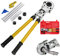 NOVE Presszange TH 16, TH 20, TH 26, TH 32, Crimpzange Presszange Ø 16-32 m, Rohrpresszange Gelb, Stahl Quetschzange mit Ergonomischem und Rutschfestem Griff, Rohrcrimpzange 530-750 mm Ausziehbar