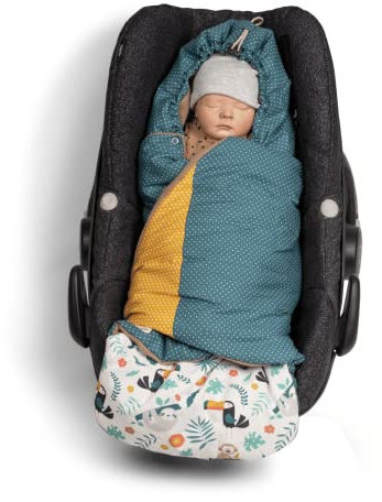 ULLENBOOM Einschlagdecke Babyschale Sommer, Aus 100% OEKO-TEX Materialien - Eukalyptus (Made in EU) - Decke für Babyschale & Kinderwagen, Für gängige Kindersitze, ideal für 0 bis 9 Monate